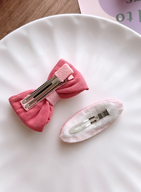 韩版甜美粉色布艺蝴蝶结儿童发夹包布刘海掰掰夹可爱百搭女童发饰