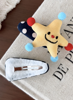 可爱童趣充棉星星布艺掰掰夹儿童波点布艺大肠发圈女童丸子头发饰