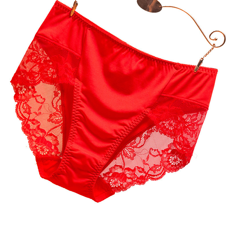 本命年大红色内裤女性感蕾丝无痕中腰结婚短裤大码纯棉裆三角裤头,淘宝优惠券,粉丝福利购,淘宝优惠卷