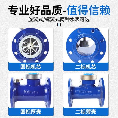 铸铁法兰水表 旋翼式螺翼式可拆式湿式干式冷水表DN50/65/80/100 - 图1