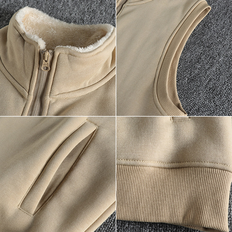 日系复古高街潮流马甲外套男 保暖立领冬季加绒加厚纯色无袖背心,淘宝优惠券,粉丝福利购,淘宝优惠卷