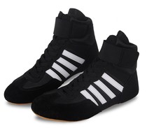 Breathable Non-slip Wrestling Shoes Abrasion Resistant Men And Women Training Shoes Bull Gluten Bottom Boxing Shoes Middle Cylinder High Cylinder Loose fighting shoes