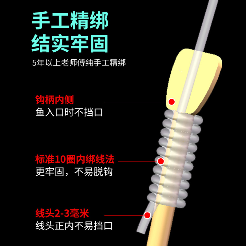 进口平打金袖鱼钩正品绑好子线双钩成品金海夕短全套装鲫鱼钩袖钩