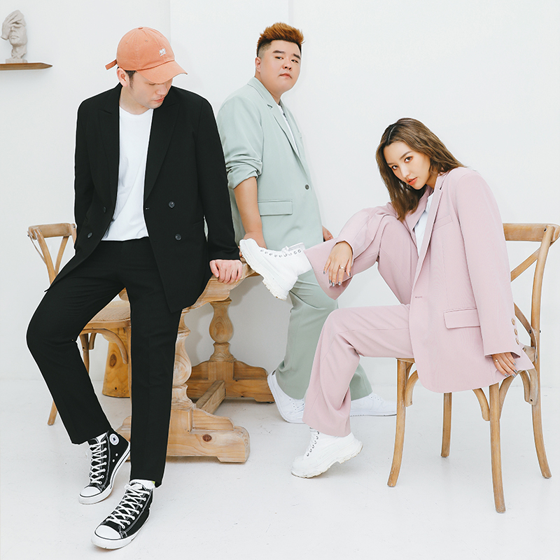 the pang潮牌大码纯色休闲宽松西裤 thepang西服