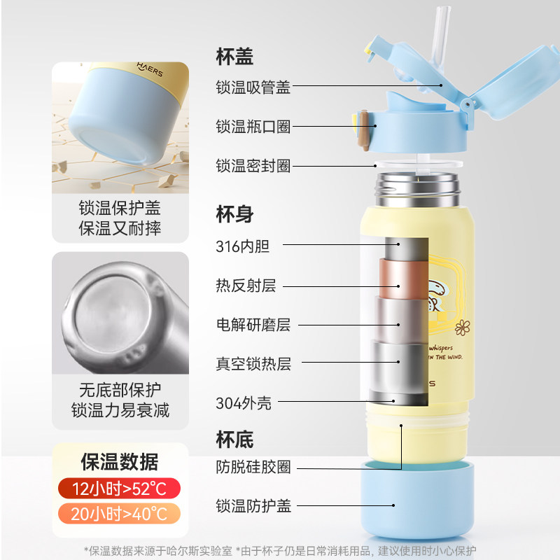 哈尔斯儿童保温杯男孩小学生上学专用吸管杯子女三饮水杯新款水壶,淘宝优惠券,粉丝福利购,淘宝优惠卷