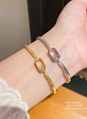 电镀锆石椭圆不对称手链小众百搭