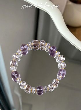 春日樱轻奢叠戴爆闪紫水晶手链