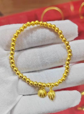 金包银手镯女古法两世欢莲蓬手链