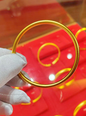 金包银素圈手镯古法实心磨砂女