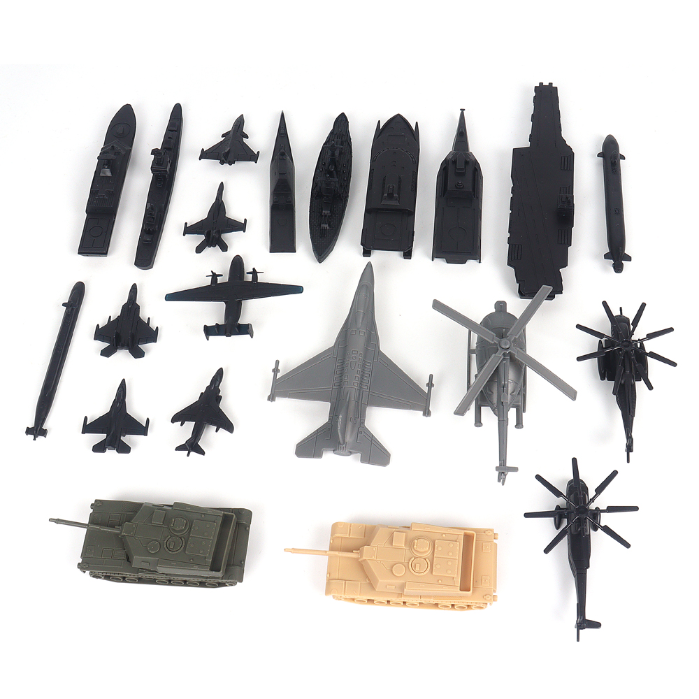 塑料成品舰艇航母驱逐舰战护卫舰战斗机直升机儿童玩具模型17件套 - 图0