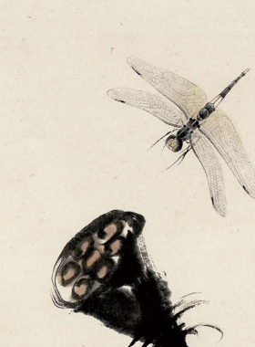 齐白石 半亩方塘图 挂画仿古画复制品花鸟画名人字画玄关书房装饰