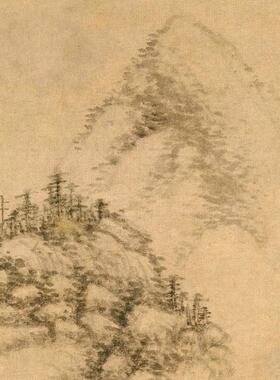 元 黄公望 丹崖玉树图 条幅卷轴山水画名画真迹复制品书房玄关画