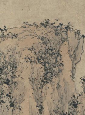 明 蓝瑛 仿黄鹤山樵山水 条幅卷轴山水画名画真迹复制品书房挂画