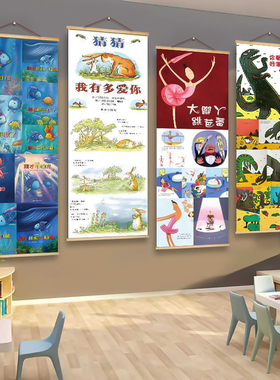 幼儿园绘本馆环创墙面挂布海报