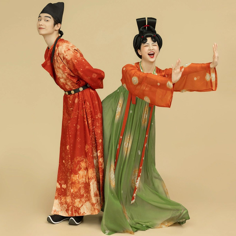 影楼主题写真唐宫夜宴复古唐朝汉服唐装男女情侣婚纱照走秀演出服 - 图1