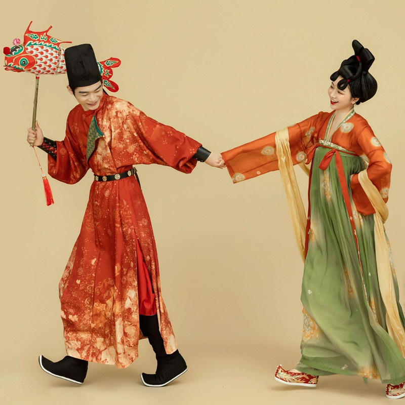 影楼主题写真唐宫夜宴复古唐朝汉服唐装男女情侣婚纱照走秀演出服 - 图2