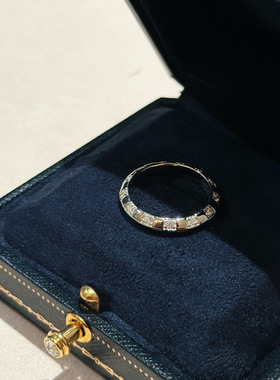 S925银四叶草切割高碳钻棋盘格几何精工高级感戒指珠宝工艺