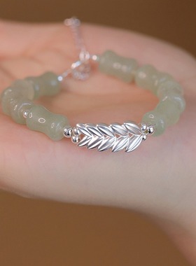 穗穗平安s999纯银麦穗手链女新中式东陵玉手串轻奢高级感生日礼物