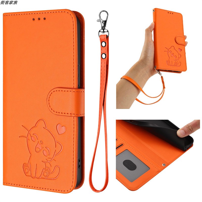 适用于Tecno Spark GO 2022 手机套卡通可爱猫手机保护套翻盖式皮套软硅胶壳全包边防摔插卡创意复古时尚个性 - 图0