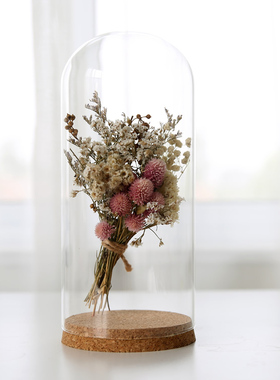 超轻软陶人偶木塞玻璃罩永生花