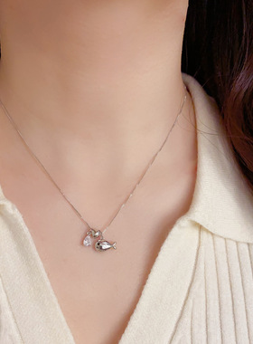 日韩简约水滴小鱼吊坠锁骨链