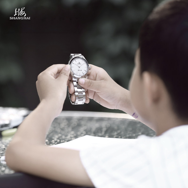 上海手表男机械表精钢简约国产588休闲自动男士手表官方正品男表