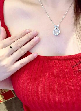 在逃公主蝴蝶结项链S999纯银小清新甜美轻奢玉髓锁骨链送女友闺蜜