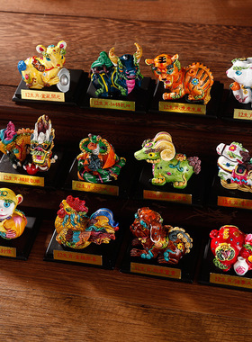 十二生肖泥人泥塑公仔树脂摆件家居装饰汽车载创意礼品旅游纪念品