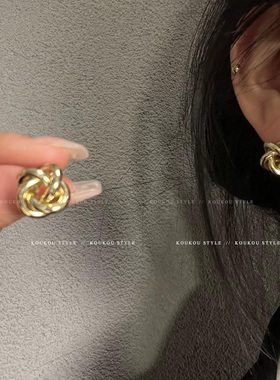 koukoustyle打结麻花韩金属耳钉