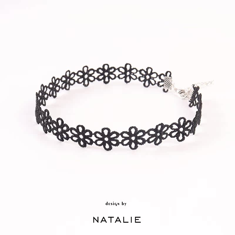 项链百搭脖子饰品蕾丝少女颈链项圈韩版链 choker 黑色花朵个姓颈圈 项链百搭脖子饰品蕾丝少女颈链项圈韩版链 choker 黑色花朵个姓颈圈