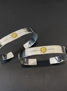 不同日潮纯银老鹰射线简约风手镯