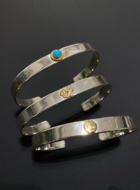 印第安男女92纯银平打手镯