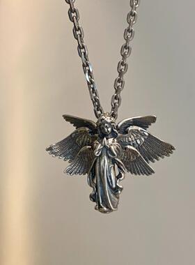 泰银六翼翅膀祈祷天使情侣吊坠