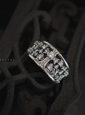 复古欧美925纯银十字架戒指