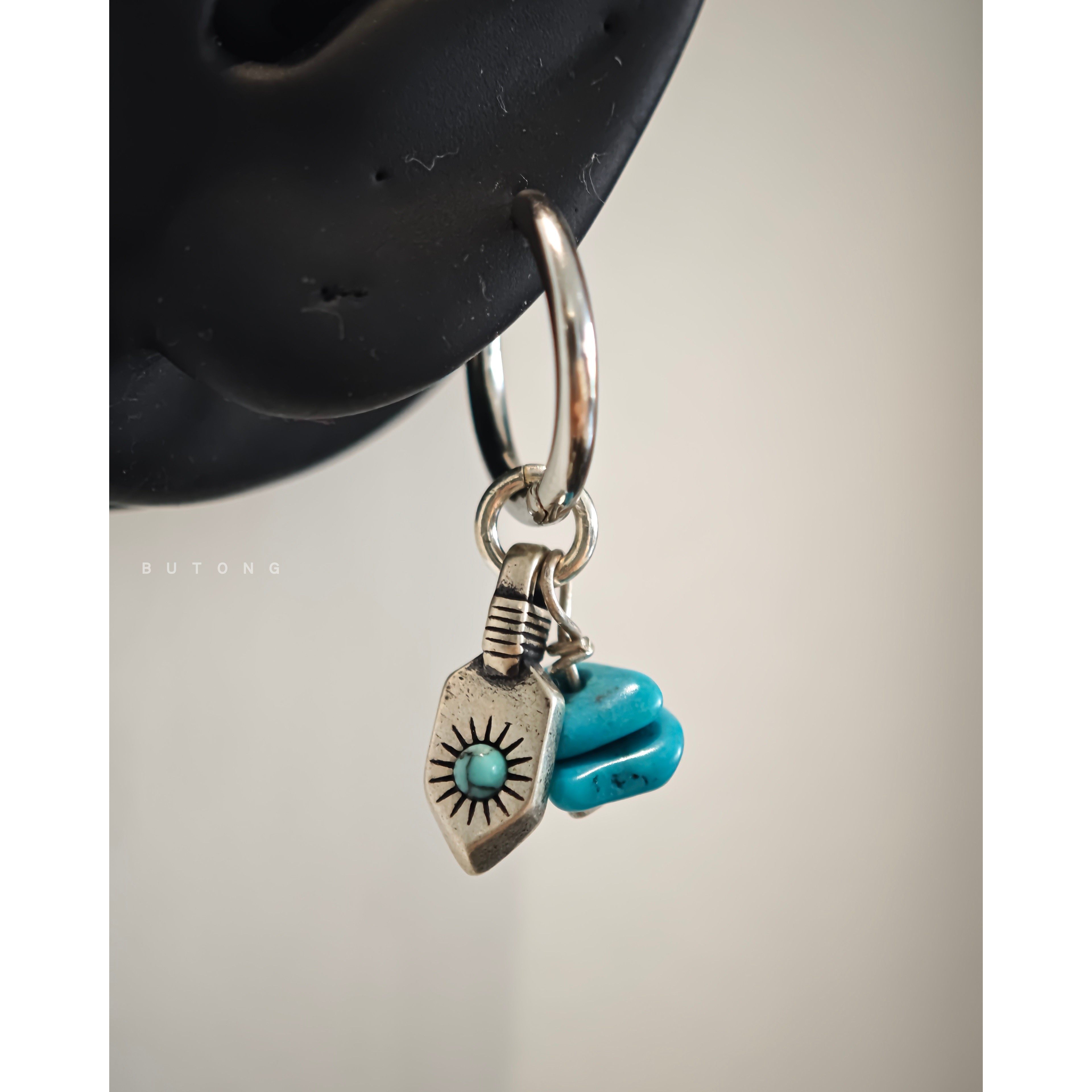 不同银匠 925纯银民族天然绿松石许愿塔耳坠箭头耳环耳圈印第安风,淘宝优惠券,粉丝福利购,淘宝优惠卷