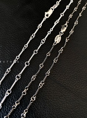 925纯银竹节链男女麻花项链锁骨