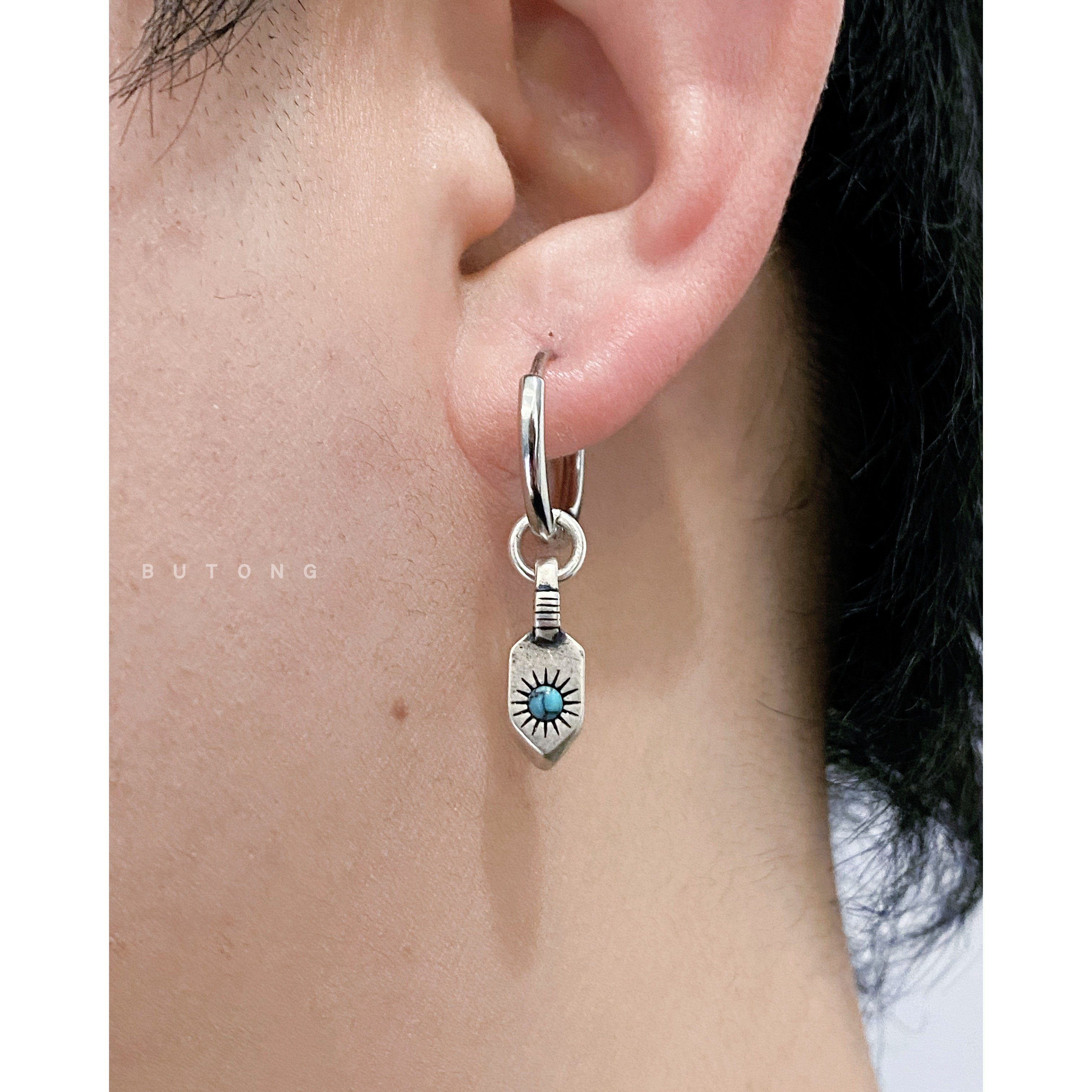 不同银匠 925纯银民族天然绿松石许愿塔耳坠箭头耳环耳圈印第安风,淘宝优惠券,粉丝福利购,淘宝优惠卷