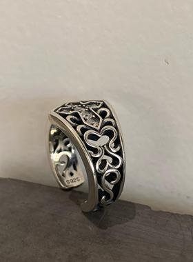 s925纯银开口可调节镂空个性指环