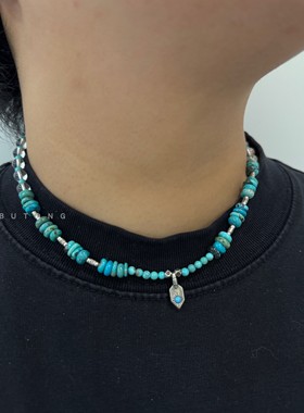 钸潼银匠925银绿松石水晶项链