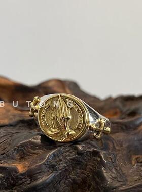 男女925纯银欧美祈祷之手戒指