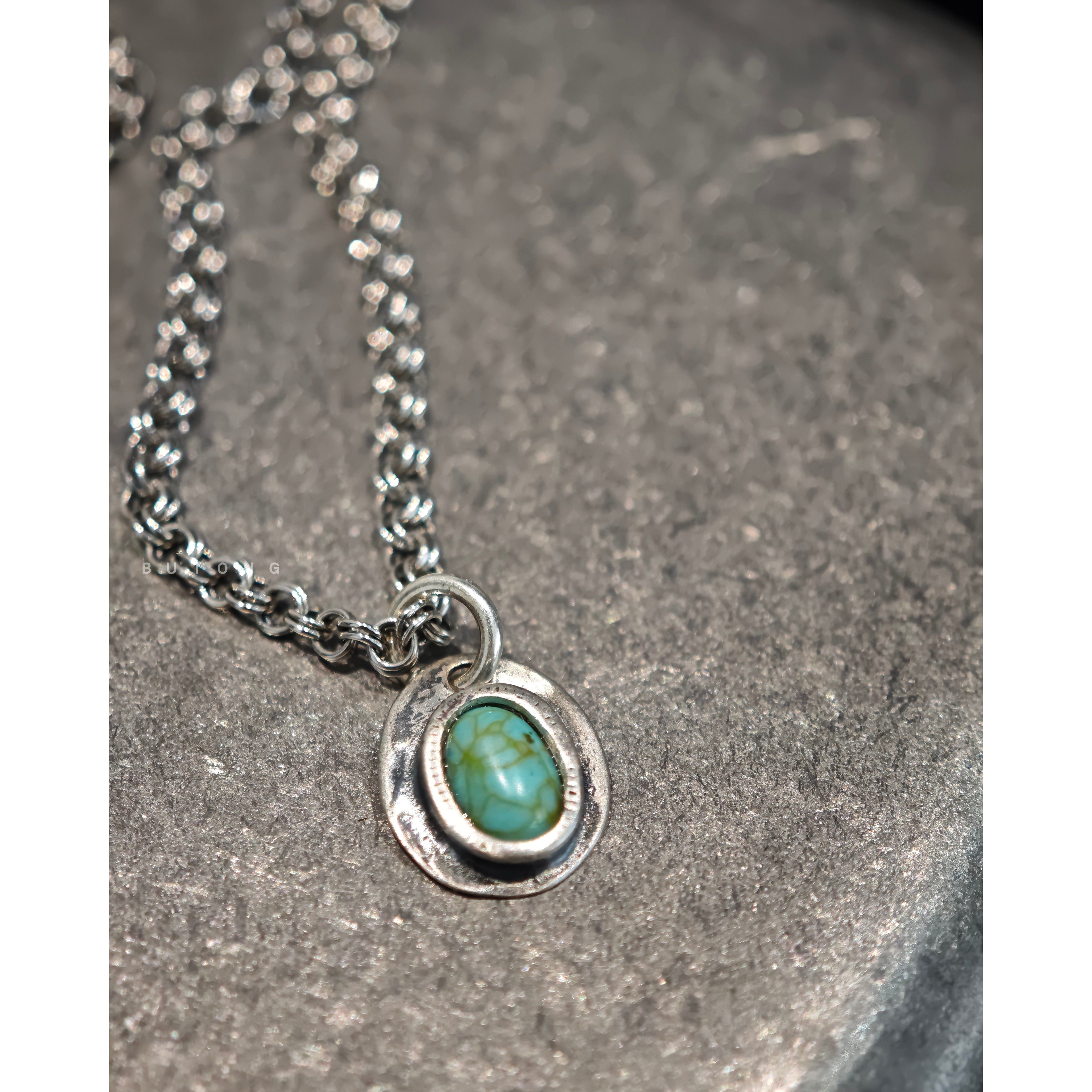 不同银匠 复古925纯银镶嵌天然绿松石小吊坠美松印第安风男女项链,淘宝优惠券,粉丝福利购,淘宝优惠卷