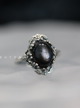 925纯银镶嵌天然金运石戒指