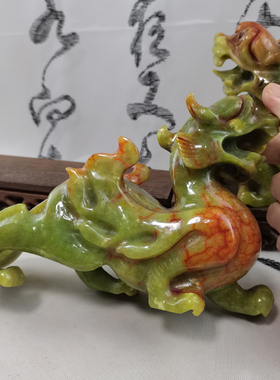 玉石貔貅摆件一对中式招财