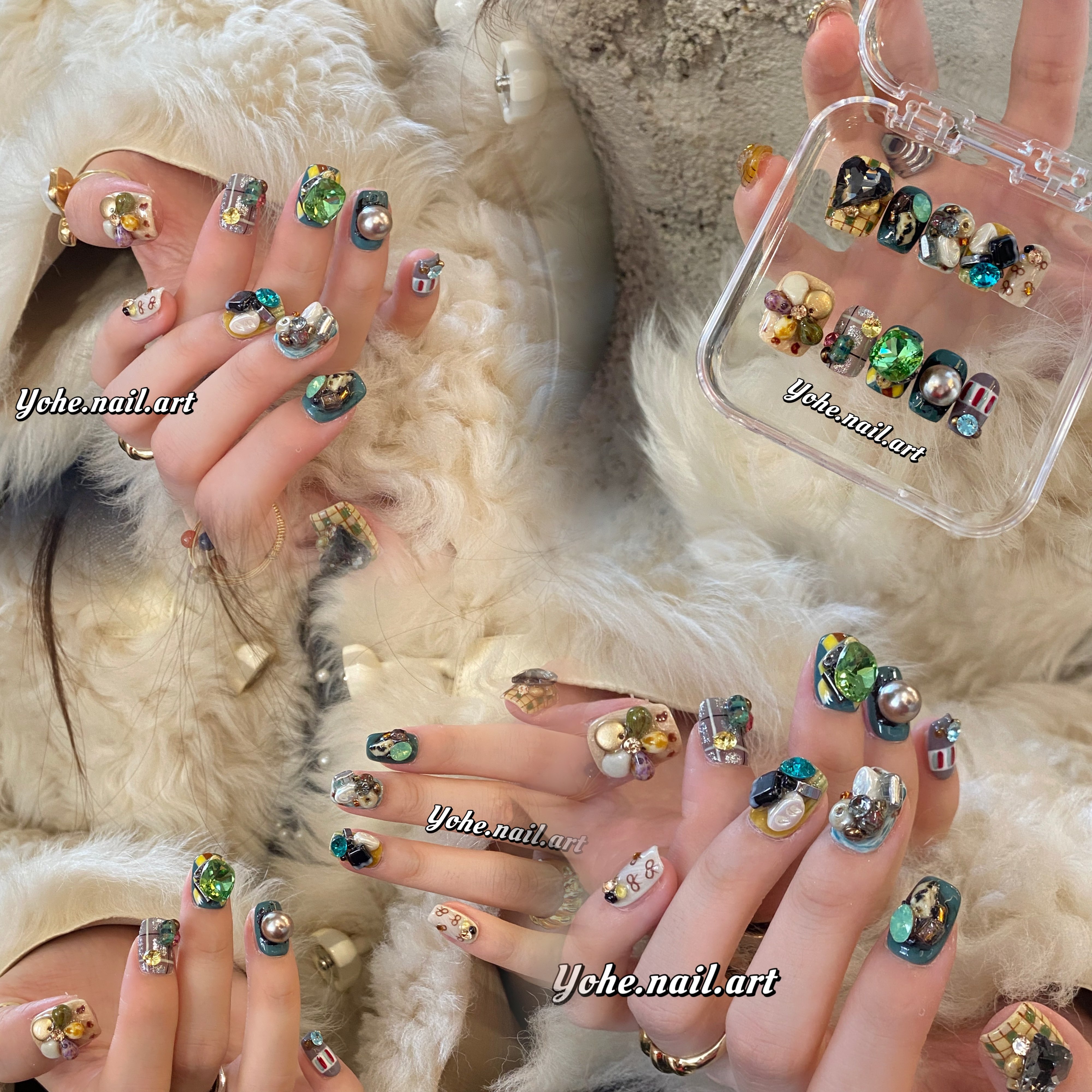 宥荷Studio 新年限定 羽衣甘蓝穿戴甲美甲定制假指甲手工定制短甲,淘宝优惠券,粉丝福利购,淘宝优惠卷