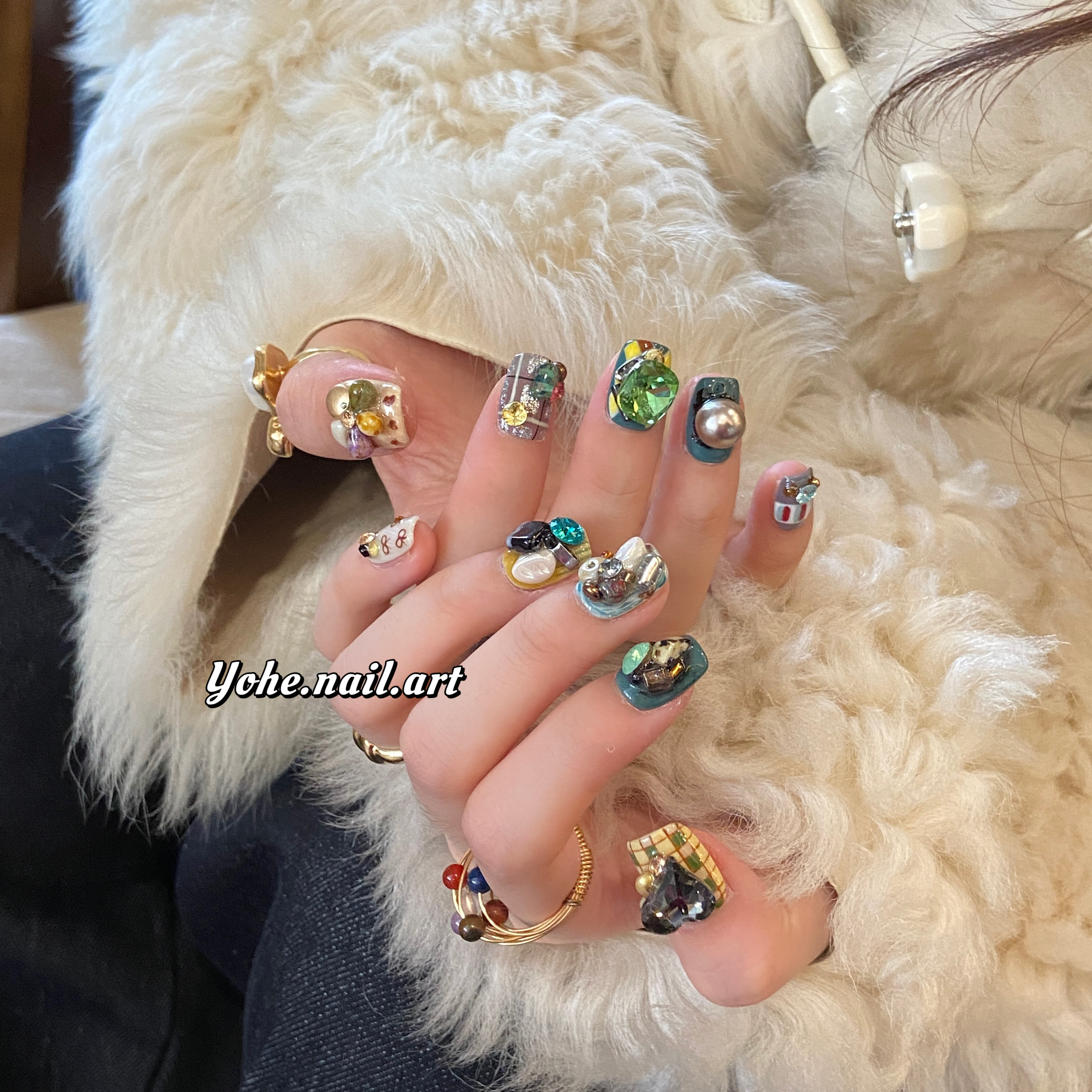 宥荷Studio 新年限定 羽衣甘蓝穿戴甲美甲定制假指甲手工定制短甲,淘宝优惠券,粉丝福利购,淘宝优惠卷