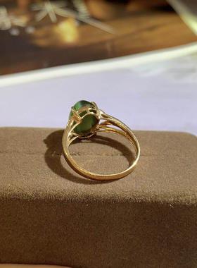 原创设计翡翠金镶玉指环送妈妈
