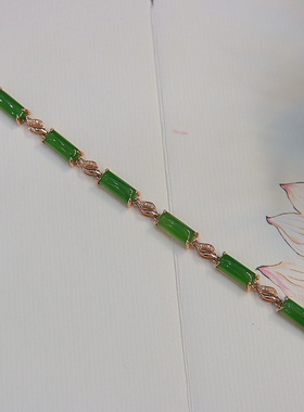 时尚潮流翡翠绿金镶玉送妈妈