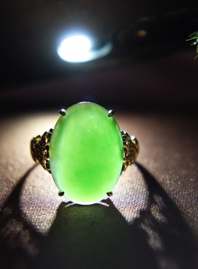 潮流原创设计阳绿翡翠金镶玉手饰