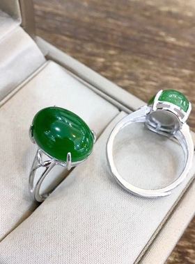 天然新疆和田玉镶925女银戒指