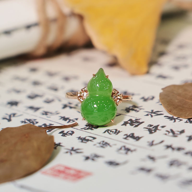 Fashion original design Hetian jade jewelry gold inlaid jade ring